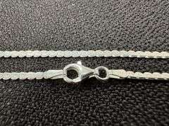 Sterling Silver Flat Braid Serpentine Chain Necklace 24"