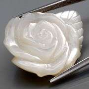Shimmering 50.23ct flower Mother of Pearl carving