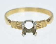 14K Yellow Gold NOS Vintage 4.5mm Engagement Setting Ring