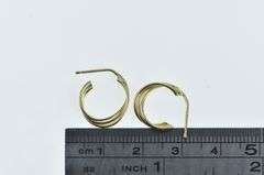 14K Yellow Gold 15mm Twist Design 3/4 Hoop Vintage Earrings