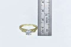 14K Yellow Gold Round Vintage Bow CZ Engagement Ring