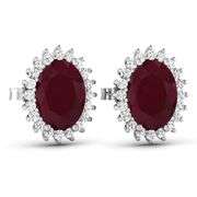 14 Kt White Gold Ruby Diamond Earrings