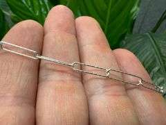 Sterling Silver 925 Diamond Cut 4mm Paperclip Chain 16" Necklace Italy