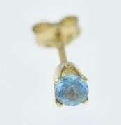 14K Yellow Gold Single Blue Topaz Solitaire Classic Earring