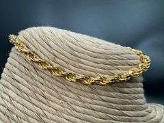 22k Yellow Gold Plated Sterling Silver Diamond-Cut Rope Chain 3.7mm Solid 925 Italy New Bracelet 7"