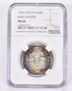 MS66 1963 Vatican 500 Lire Silver Sede Vacante NGC Toned!
