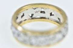 14K Yellow Gold NOS Two Tone Ornate Floral Band Ring