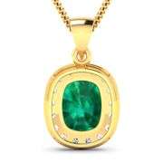 Elegant Emerald & Diamond Yellow Gold Pendant