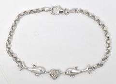 CZ Dolphin Bracelet in Sterling Silver