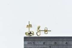 14K Yellow Gold Heart Loop Love Symbol Vintage Stud Earrings