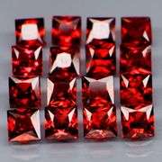 Tremendous 6.84ct princess cut cherry red Garnet set