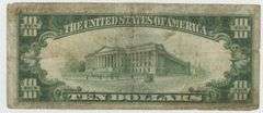 Scarcer Series of 1928 $10 Gold Certificate note. Circ