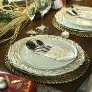 Set of 6 Antique White Charger Plates