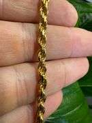 22k Yellow Gold Plated Sterling Silver Diamond-Cut Rope Chain 3.7mm Solid 925 Italy New Bracelet 7"