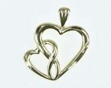 14K Yellow Gold Interlocking Heart Love Symbol Vintage Charm/Pendant