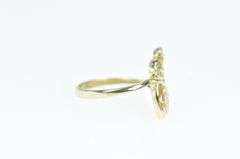 14K Yellow Gold Black Hills Flower Daisy Diamond Swirl Bypass Ring