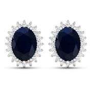 14Kt White Gold Midnight Blue Sapphire Earrings