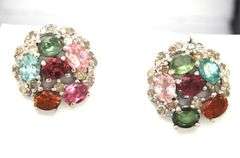 Whimsical Polychromatic Quartz Earrings with Silver and Diamond Accents