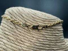 22k Yellow Gold Plated Sterling Silver Diamond-Cut Rope Chain 2.2mm Solid 925 Italy New Bracelet 7"