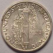 1944 Mercury Dime, Circulated With Luster.