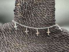 925 Sterling Silver Cross Bracelet Anklet 10"