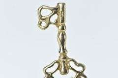 14K Yellow Gold Filigree Skeleton Key Loyalty Symbol Charm/Pendant