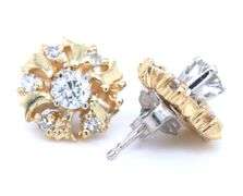 14kt Yellow gold diamond stud with diamond jackets