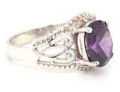 925 Sterling silver Synthetic Amethyst ring