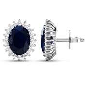 14Kt White Gold Midnight Blue Sapphire Earrings