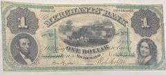 1861 Merchants Bank of Trenton New Jersey Obsolete