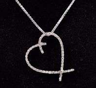 Loving 14K White Gold Diamond Heart Pendant Necklace