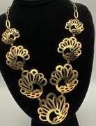 17.5g 18k YG Necklace, 18in, 5-35mm Floral Feather Link