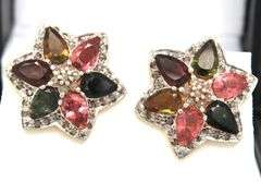 14kt Gold Plated Sterling Silver Polychromatic Tanzanite Earrings with Diamond Accents Earrings