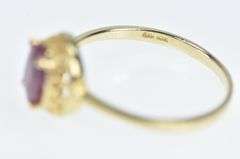 10K Yellow Gold Ornate Oval Natural Ruby Solitaire Statement Ring