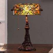 Dragonfly Tiffany Style Stained Glass Banker Desk Lamp