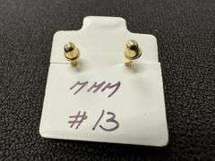 10k Yellow Gold 7mm Round White CZ Solitaire Stud Brilliant Earrings