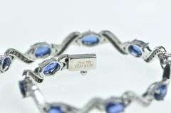18K White Gold 7.52 Ctw Natural Sapphire Diamond Wavy Bracelet