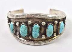 Turquoise Cuff Bracelet in Sterling Silver