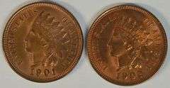 Impressive Full Mint Red Gem BU 1901 & 1902 Indian Head Cents