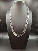 Huge 90 Gram 14 Kt Tri-Layered .925 Silver Plated Cuban Link Necklace