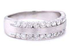 14kt White gold double row satin diamond band