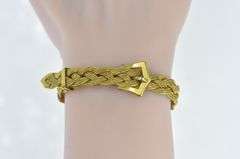 Gold Filled Vintage Woven Braid Mesh Chain Buckle Bracelet