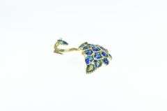 14K Yellow Gold Ornate Enamel Peacock Diamond Pin/Brooch