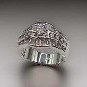 Stunning 14 Kt White Gold Plated VVs1  E-F Simulated Diamond Ring