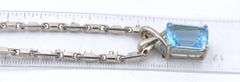925 Sterling silver Blue topaz pendant on Italian chain necklace