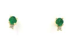 14kt Yellow gold Emerald and diamond stud earrings