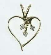14K Yellow Gold Diamond Heart Love Symbol Vintage Pendant