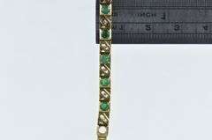 14K Yellow Gold Emerald Diamond Vintage Squared Chain Bracelet