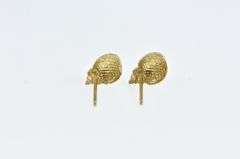 14K Yellow Gold Conch Sea Shell Ocean Beach Motif Stud Earrings