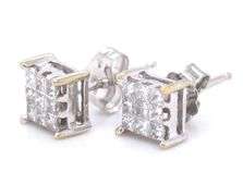 14kt White gold approximate 0.40ctw Invisible set diamond stud earrings
